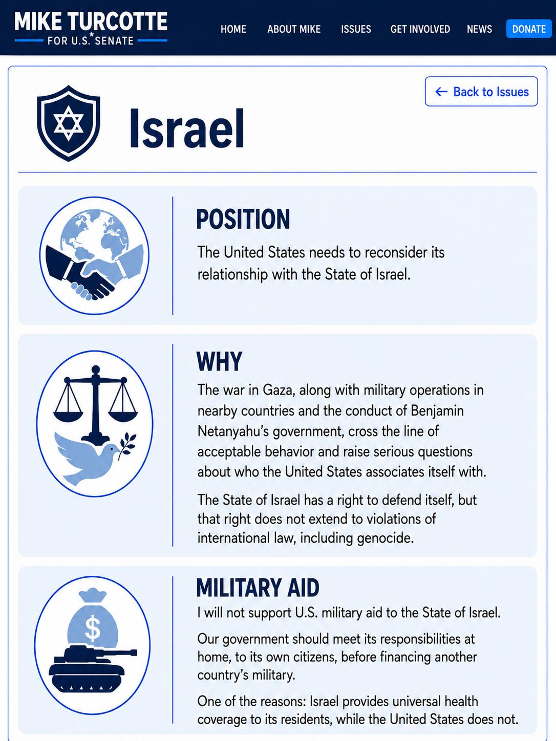 Israel campaign page